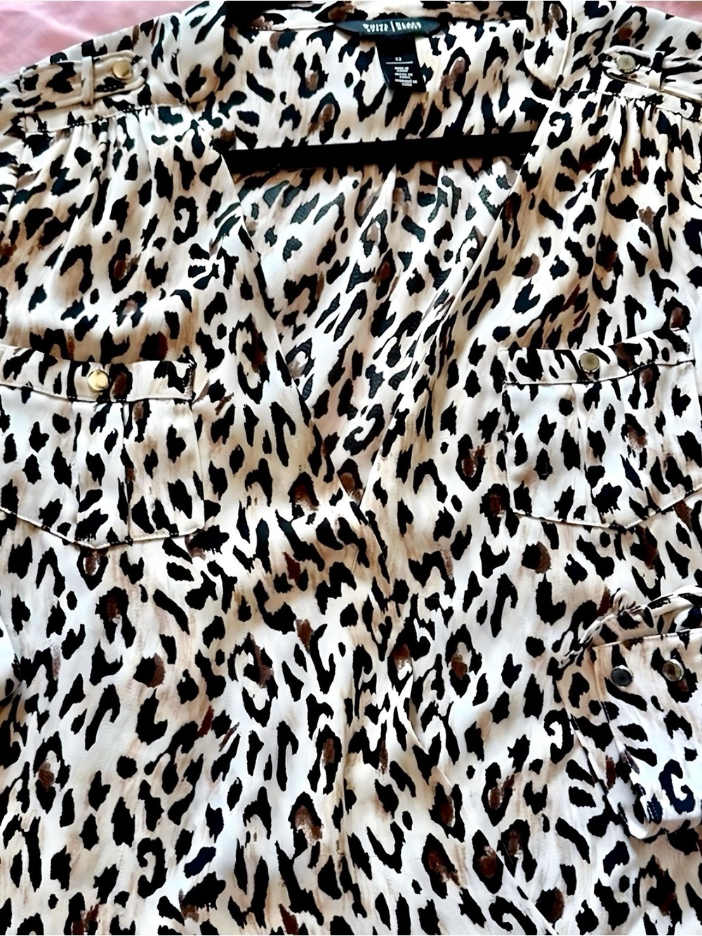 White House Black Market Leopard Print Top Size 12